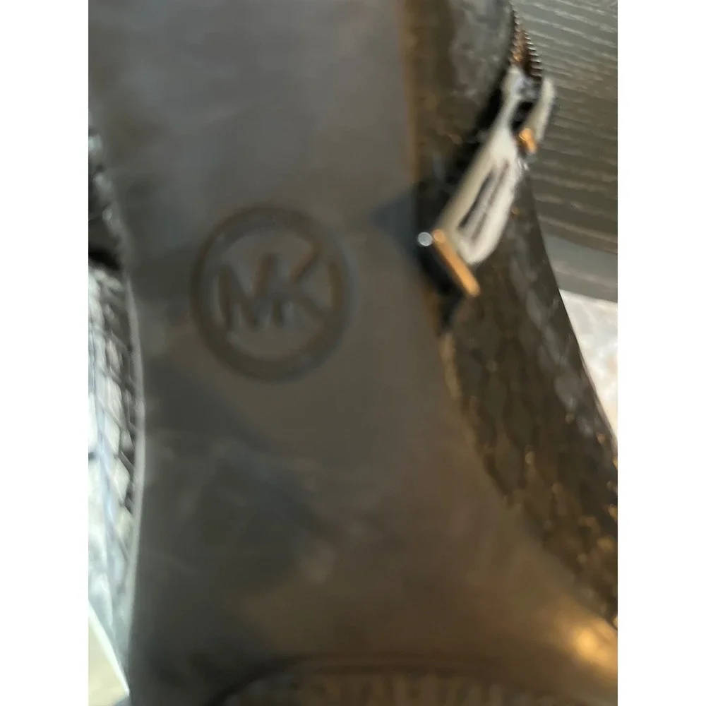 Michael Kors Black Snakeskin Embossed Pointed Toe Stiletto Ankle Boots Booties